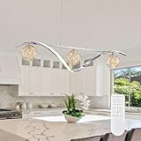MOOONICHE 40' Dimmable Kitchen Island Lighting, Dining Room Pendant Light Fixtures Over Table, 4-Light LED Island Lights with Glass Globe Shades,Linear Chandeliers for Living Room-Chrome