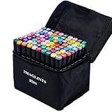 IMAGLINTS Alcohol Markers 80 Colors with Base Drawing Pen Dual Tip Art Markers for Sketch Anime Illustrations