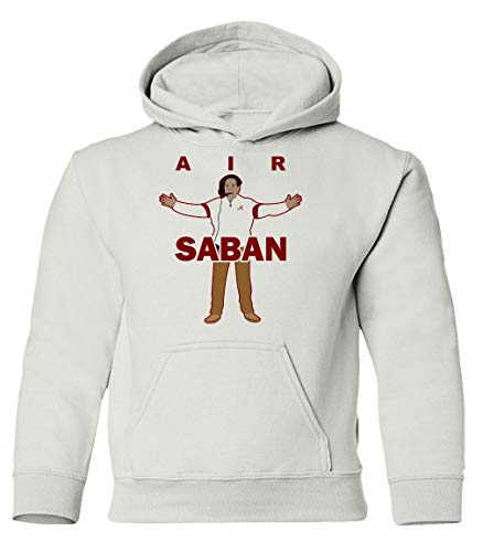 Baku Apparel Alabama AIR Saban Football Little Kids Girls Boys Toddler Hooded Sweatshirt (White, 5T)
