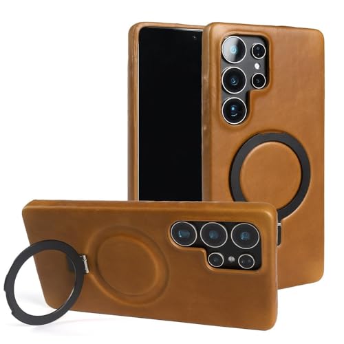 Étui magnétique Samsung S26 Edge en cuir jaune pour éviter les chutes
