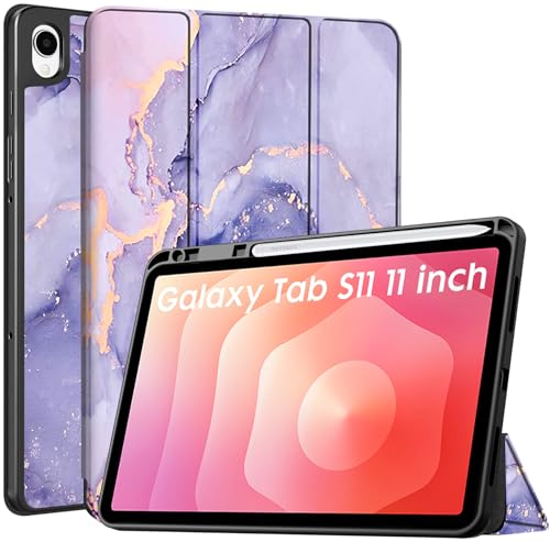 Image of Robustrion Cover Case for Samsung Galaxy Tab S11 11 inch Cover with [S-Pen Holder], Flip Cover Case for Samsung S11 Tablet 11 inch [Auto Sleep Wake] - Marble Lilac
