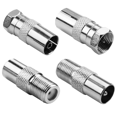 Huxiny Adaptateur Antenne TV, 4 pièces Raccord Antenne TV, Câble Antenne Adaptateur TV, pour...