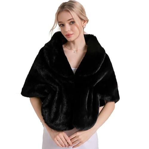 Faux Fur Shawls and Wraps For Women Stole Bridal Bridesmaids Warm Womens Cloak Cape Coat For Wedding Party2