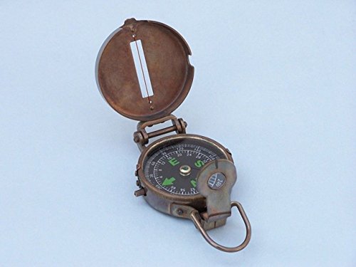 Brújula Militaria Antigua de Latón Hampton Nautical 4" miniatura 6