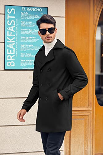 Gafeng Mens Double Breasted Trench Coat Notched Lapel Casual Slim Fit Long Windbreaker Overcoat2