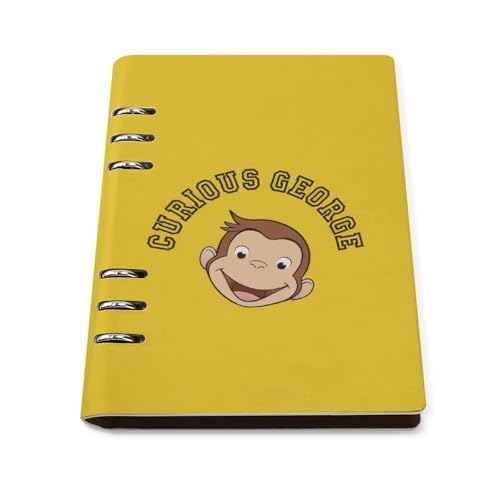 ノートブック おさるのジョージ PUレザー バインダーノート 手帳 ニメモ帳 日記帳 6穴 A5サイズ オフィス用品 文房具 差し替え可