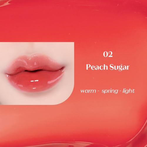 Image of ETUDE Over Glowy Tint #2 Peach Sugar | Non-Sticky Vegan Lip Tint | Moisturized & Long-lasting Lip Gloss | Daily Lip stain for Dry Lips K-beauty