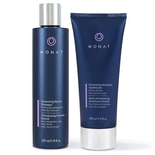 MONAT Volumizing Shampoo & Conditioner Set Infused with REJUVENIQE Lightweight Care for Fine Flat Hair Enhances Volume Adds Softness and Shine Net Wt. 237 ml (8 fl. oz.) & 177 ml (6 fl. oz.)