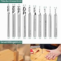 Linkstyle 10 Stück HSS Schaftfräser, 4 Flöte Hartmetall CNC Nutenfräser Metall Fräser Bohrer Set, 1.5-6mm Gerader Schaft Bohraufsätze Werkzeug Set für Holz Aluminium Stahl Titan Holz – Ansicht 3