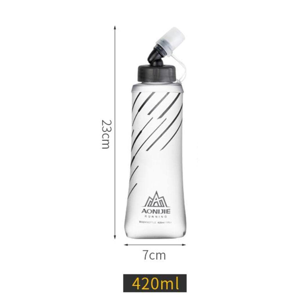 Weiche Thermosflaschen aus thermoplastischem Polyurethan, zum Laufen, zum Wandern, 420 ml, Grau, 420 ml, 5 Stück
