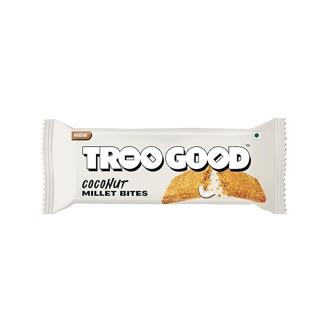 Image of TROOGOOD Coconut Millet Chikki | Iron & Fiber Rich, High-Energy Jaggery Snack Bars | No Preservatives or Colors | Barfi | Chikki | 15gms Each (Pack of 20, Coconut)