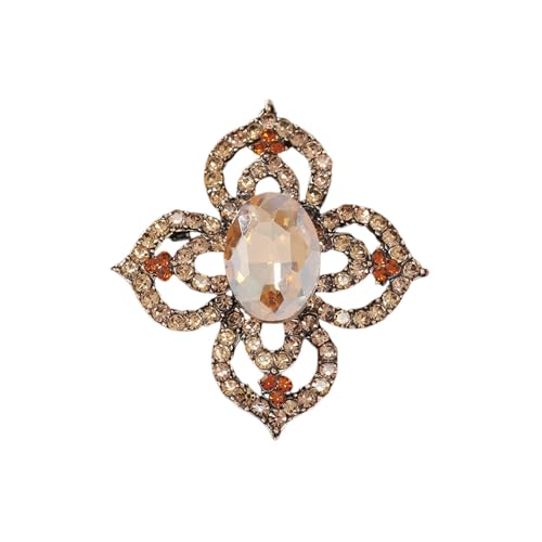 Image of Antique Crystal Brooch Pin for Women Men Vintage Rhinestone Art Deco Flower Clover Boho Victorian Brooches Lapel Pins Elegant Dress Accessories Wedding Birthday Jewelry