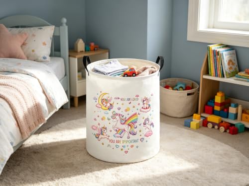 Image of Baby Laundry Hamper kids laundry Basket Waterproof Laundry Bag for Bedroom Clothes Organizer Room Decor(Unicorn)