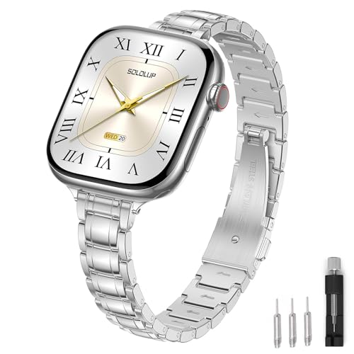 SOLOLUP Slim Metal Band for Apple Watch Bands for Women 40mm 41mm 38mm 42mm