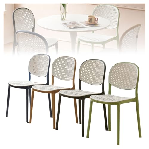 Sillas de comedor apilables de plástico de imitación de mimbre, elegantes taburetes de jardín para interiores y exteriores para ahorrar espacio, comedor, restaurante y oficina