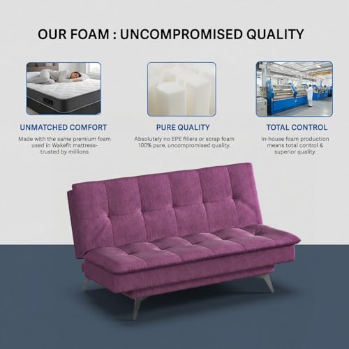 Image of Wakefit Flexia Sofa Cum Bed - Three Seater - Warpknit Series Purple