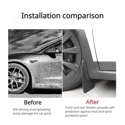 Guardabarros para Tesla Model S 2021-2024: protector contra salpicaduras de coche, repuesto 4 uds 4
