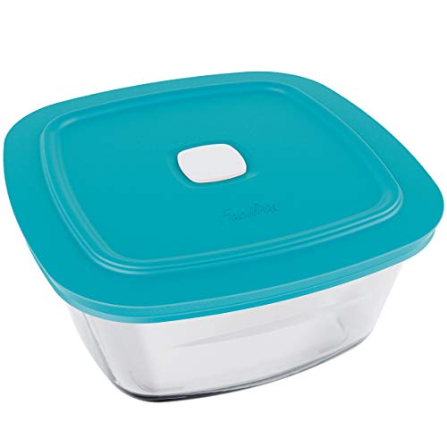 Tigela Quadrada 2L Marinex Facilita Pote De Vidro Temperado Com Tampa Plástica De Cores Sortidas