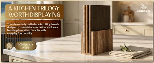 Set de 3 tablas de cortar de madera Acacia con base miniatura 3