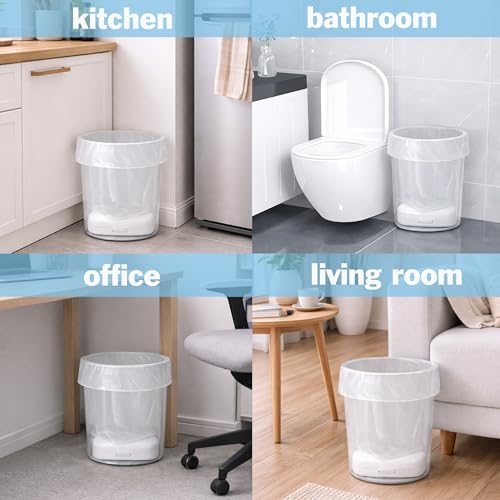 Image of Teivio 4 Gallon Trash Bags with In-Bin Dispenser, 150 Count | 15% thicker bathroom garbage bags, sturdy waste basket liners with dispenser for leak-resistant, easy refills.