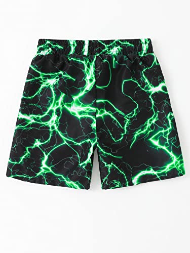 WDIRARA Boy's Lightning Print Waist Swim Trunks Quick Dry Swim Beach Shorts2