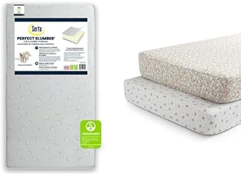 Miniatura 1 de Delta Children Serta Perfect Slumber - Sábana bajera ajustable de doble cara con núcleo de fibra reciclada para cuna y niños pequeños (paquete de 2