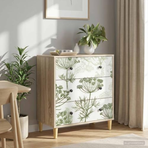 Cómoda rectangular con estampado de árbol verde que aporta estilo moderno y funcionalidad 3