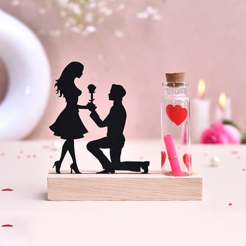 CraftVatika Valentines Love Couple Showpiece with Wooden Base Pro...