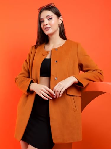 Image of KOTTY Womens Cotton Blend Standard Length Elegant Style Coat - Classic Style with Modern Detailing