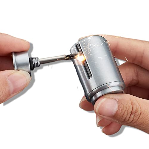Yuiqieuy Permanent Match Lighter,Flint Metal Keychain Match,Fire Starter Permanent Match,Waterproof Emergency Survival Camping Keychain Lighter For Outdoor(Without Gas) (Silver Gas Cans) #TOP6