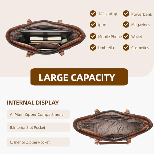 Conjunto de 3 Bolsos Tote, Satchel y Cartera para Mujer miniatura 6