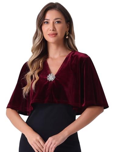 Allegra K Velvet Cardigan for Women's Cocktail Party Bell Sleeve Open Front Cropped Shrug Bolero
