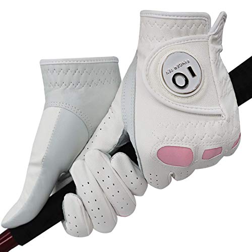 FINGER TEN Golf Gloves Ladies Left Hand Right Cabretta Leather with Ball Marker Value Pack - Image 4