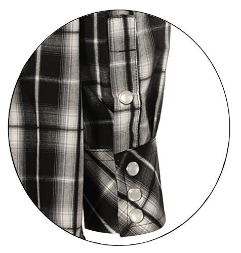 Image of Gioberti Boys Casual Western Plaid Long Sleeve Pearl Snaps Shirt
