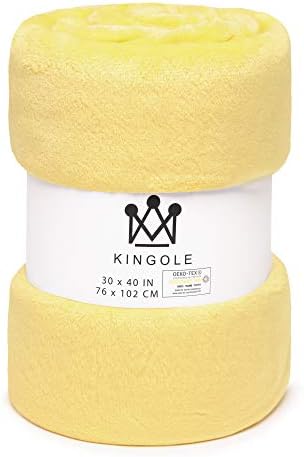 Kingole Flannel Fleece Microfiber Throw Blanket, Luxury Yellow Baby Size Lightweight Cozy Couch Bed Super Soft and Warm Plush Solid Color 350GSM (Baby 30 x 40 inches)