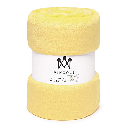 Kingole Flannel Fleece Microfiber Throw Blanket, Luxury Yellow Baby Size Lightweight Cozy Couch Bed Super Soft And Warm Plush Solid Color 350Gsm (Baby 30 X 40 Inches) #TOP10