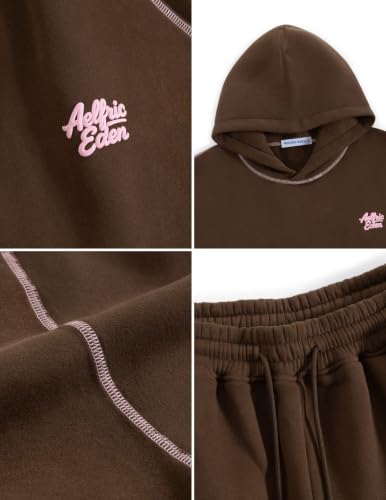 Image of Aelfric Eden Sweatsuits Women 2 Piece Outfit Fall Fleece Tracksuit Matching Oversized Hoodies Baggy Sweatpants Set