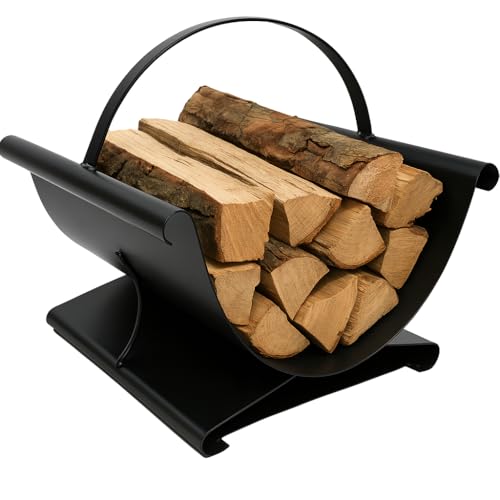 FRAMADO - Panier à Bûches pour Rangement Intérieur – Porte-Bûches en Métal – 38x36x42cm – Noir, Thermolaqué, Résistant à la Corrosion – Prêt...