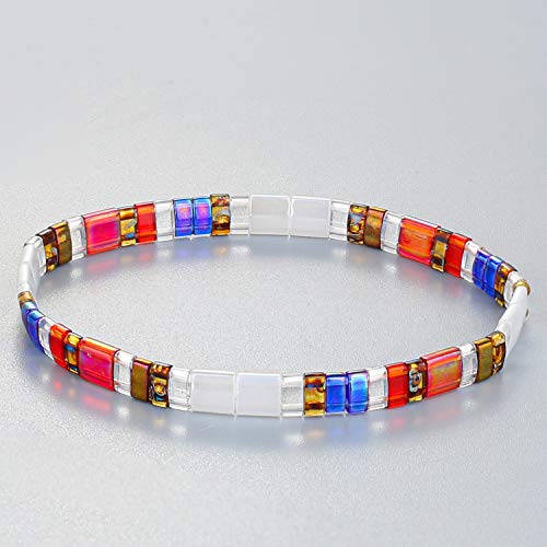 Image of KELITCH Women Pearl Beaded Bracelet Tila Stretch Bracelets Candy Colors Friendship New Jewelry