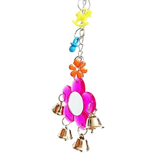 Image of Litewoo Parrot Mirror Toy Bird Hanging Swing Mirror with Bell Interactive Toy for Cockatiel Conure Parakeet Budgie Lovebird Cockatoo Canary Cage Accessories (B)