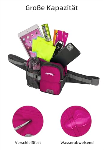 buffup® Bauchtasche mit flaschenhalter,hüfttasche Sport für Outdoor hundetraining Radfahren wandern Laufen… – Ansicht 5