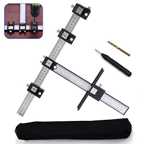 MESTUDIO Cabinet Hardware Jig, Adjustable Punch Locator Template Tool Drill Guide, Wood Jigs