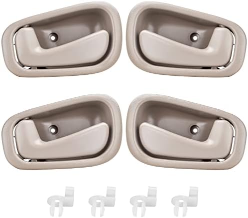 FAERSI 4Pcs Inside Interior Door Handle Front Rear Driver & Passenger Side Replacements for 1998 1999 2000 2001 2002 Toyota Corolla Prizm Manual Lock Beige/Tan