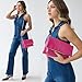 Women's Zipper Foldover Clutch Vegan Leather Envelope Cross body Bag with Chain Strap (Hot Pink)