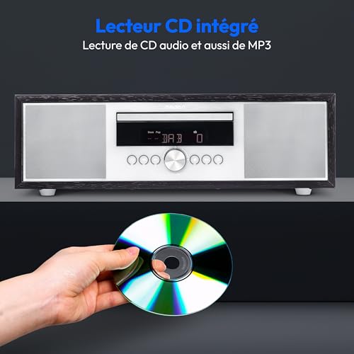 MEDION P64145 Système Audio Tout-en-Un (Dab+, CD, MP3, Radio FM PLL, USB, système Compact, Design élégant, Fonction réveil, Mise en Veille Automatique) Noir-argenté - Les Beatles, Paul McCartney, John Lennon, RIngo Starr, George Harrison MEDION P64145 Système Audio Tout-en-Un (Dab+, CD, MP3, Radio FM PLL, USB, système Compact, Design élégant, Fonction réveil, Mise en Veille Automatique) Noir-argenté – Image 6
