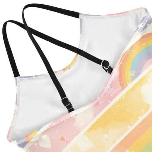 KLL LGBT Glitter Rainbow Pride Flag Toddler Girl 1 Piece Swim Suit Beach Swimwear with Adjustable Straps Quick-Dry4