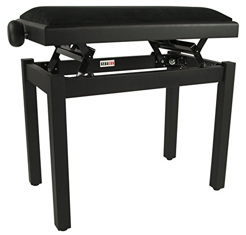 Gearlux Adjustable Piano Bench with Smooth Velvet Top - Black Matte - Thumbnail 6