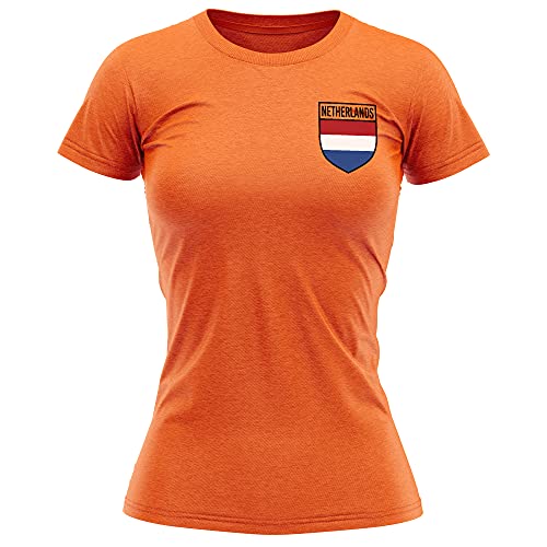 Maillot de football Pays-Bas pour femme – Drapeau hollandais rétro – Supporters européens 2020 Tee Her – Maillot de football hollandais 2021 Footy - Orange - X-Large