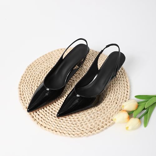Patent Leather Pointed Toe Slingback Pumps, Stiletto Heel3