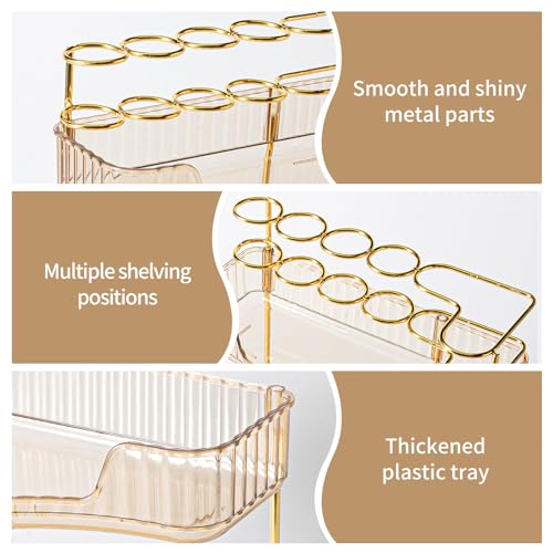 NATURE'S SOURCE Makeup Organizer for Vanity, 3-Tier Corner Bathroom Organizer Countertop with Makeup Brush Holder, Corner Counter Storage for Bathroom Dresser- Amber Gold - Image 5